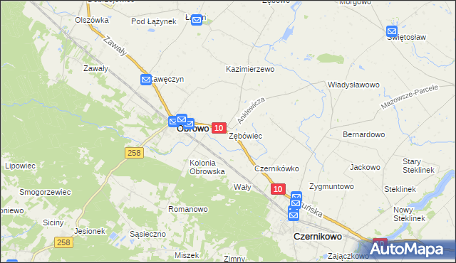 mapa Zębówiec, Zębówiec na mapie Targeo