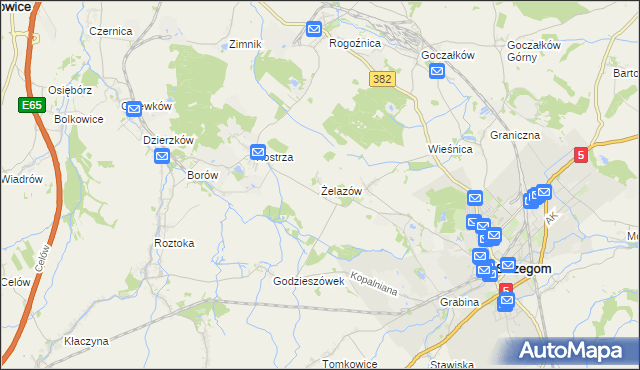 mapa Żelazów gmina Strzegom, Żelazów gmina Strzegom na mapie Targeo