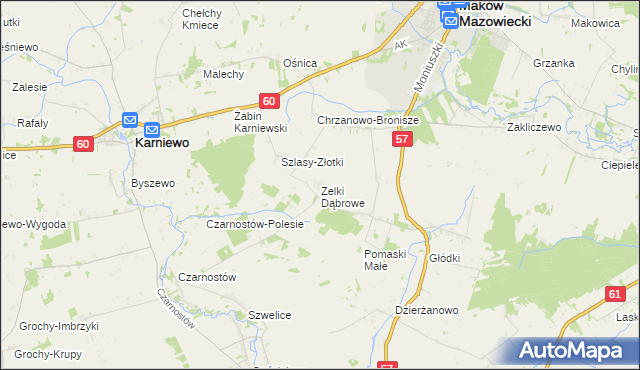 mapa Zelki Dąbrowe, Zelki Dąbrowe na mapie Targeo