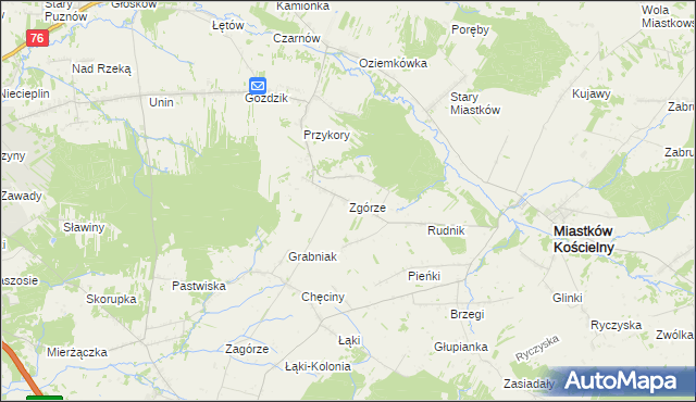 mapa Zgórze gmina Miastków Kościelny, Zgórze gmina Miastków Kościelny na mapie Targeo