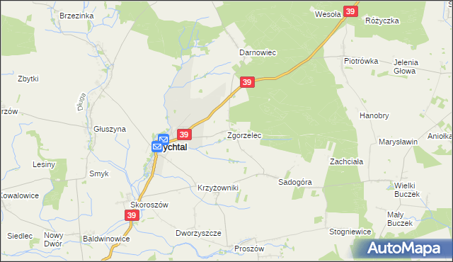 mapa Zgorzelec gmina Rychtal, Zgorzelec gmina Rychtal na mapie Targeo