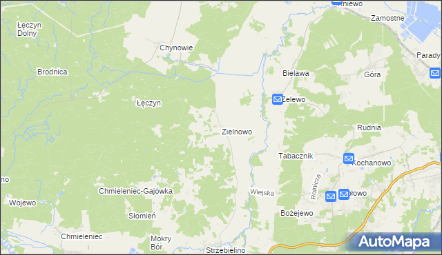 mapa Zielnowo gmina Luzino, Zielnowo gmina Luzino na mapie Targeo