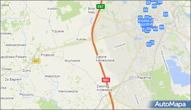 mapa Zielone Kamedulskie, Zielone Kamedulskie na mapie Targeo