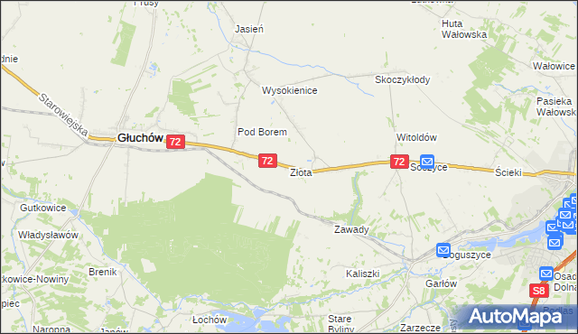 mapa Złota gmina Głuchów, Złota gmina Głuchów na mapie Targeo