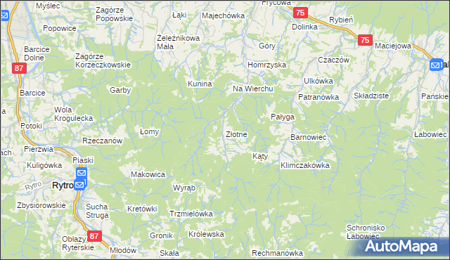 mapa Złotne, Złotne na mapie Targeo