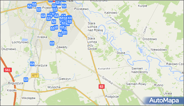 mapa Zosin gmina Łomża, Zosin gmina Łomża na mapie Targeo