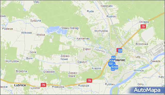 mapa Zrębin, Zrębin na mapie Targeo