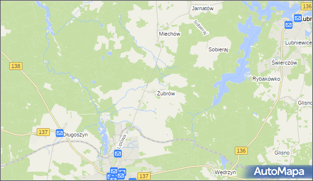 mapa Żubrów, Żubrów na mapie Targeo