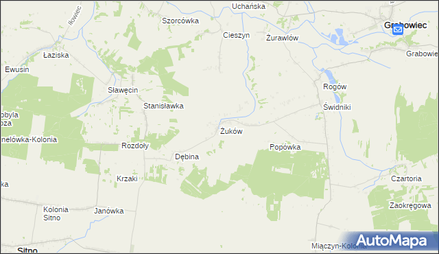 mapa Żuków gmina Miączyn, Żuków gmina Miączyn na mapie Targeo