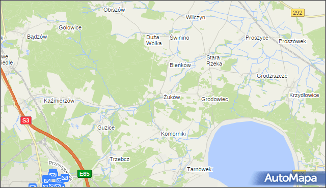 mapa Żuków gmina Polkowice, Żuków gmina Polkowice na mapie Targeo