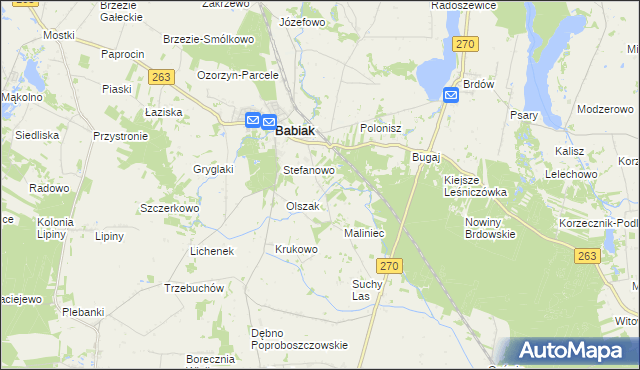 mapa Żurawieniec gmina Babiak, Żurawieniec gmina Babiak na mapie Targeo