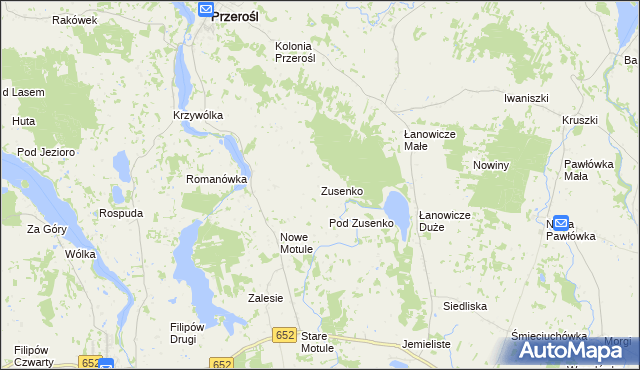 mapa Zusenko, Zusenko na mapie Targeo