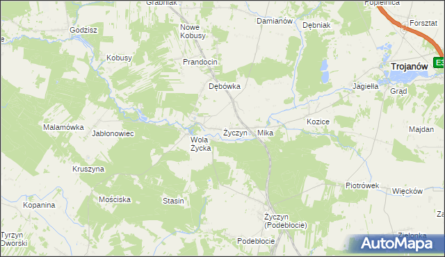 mapa Życzyn, Życzyn na mapie Targeo