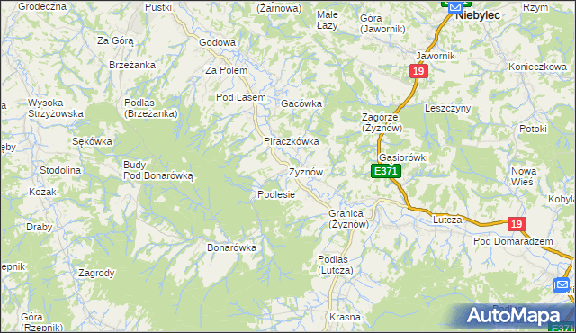 mapa Żyznów gmina Strzyżów, Żyznów gmina Strzyżów na mapie Targeo