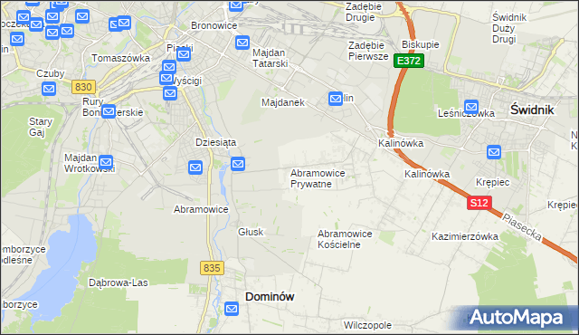 mapa Abramowice Prywatne, Abramowice Prywatne na mapie Targeo