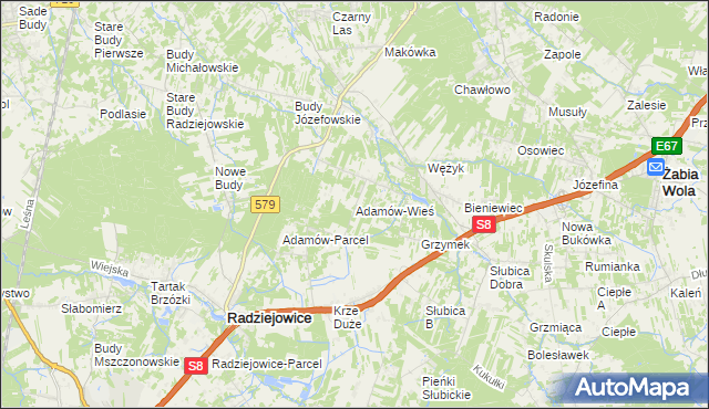 mapa Adamów-Wieś, Adamów-Wieś na mapie Targeo