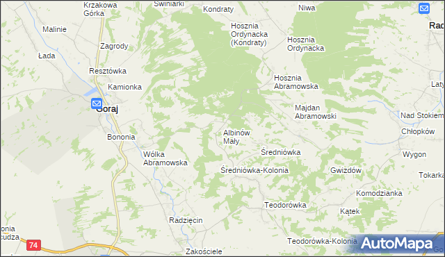 mapa Albinów Mały, Albinów Mały na mapie Targeo