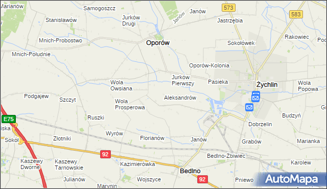 mapa Aleksandrów gmina Żychlin, Aleksandrów gmina Żychlin na mapie Targeo