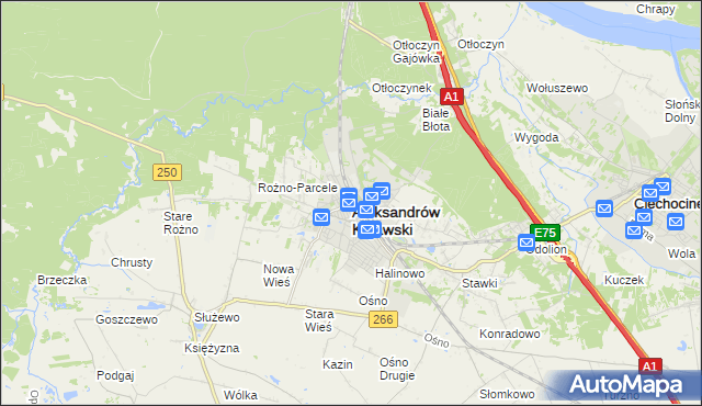 mapa Aleksandrów Kujawski, Aleksandrów Kujawski na mapie Targeo