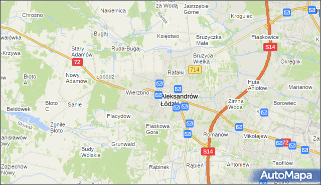 mapa Aleksandrów Łódzki, Aleksandrów Łódzki na mapie Targeo