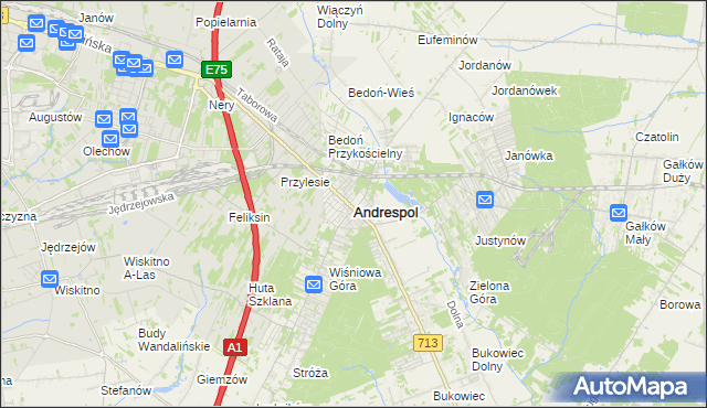 mapa Andrespol, Andrespol na mapie Targeo