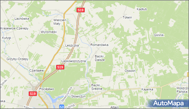 mapa Baciki Dalsze, Baciki Dalsze na mapie Targeo