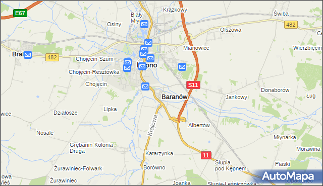 mapa Baranów powiat kępiński, Baranów powiat kępiński na mapie Targeo