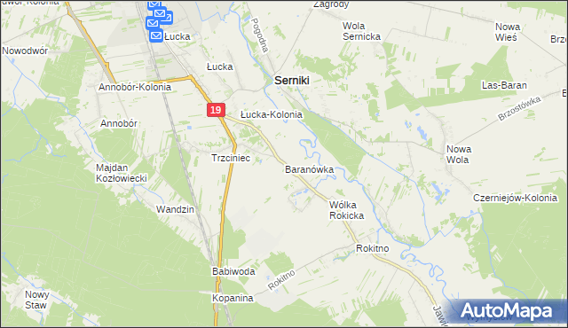 mapa Baranówka gmina Lubartów, Baranówka gmina Lubartów na mapie Targeo