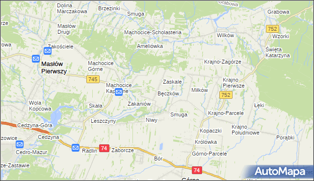 mapa Bęczków, Bęczków na mapie Targeo