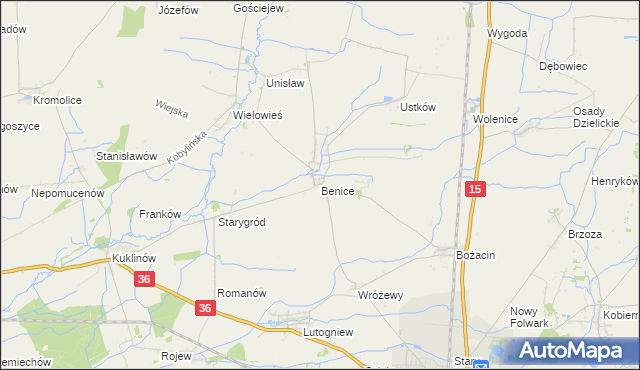 mapa Benice gmina Krotoszyn, Benice gmina Krotoszyn na mapie Targeo
