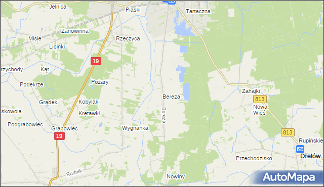 mapa Bereza, Bereza na mapie Targeo