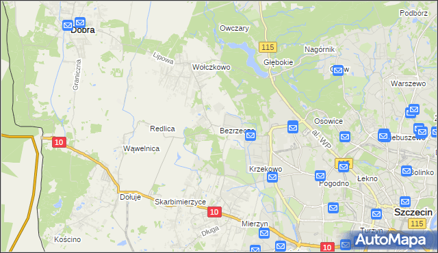 mapa Bezrzecze, Bezrzecze na mapie Targeo