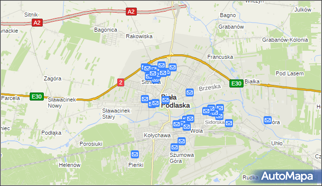 mapa Białej Podlaskiej, Biała Podlaska na mapie Targeo