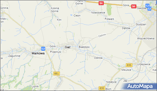 mapa Białoboki, Białoboki na mapie Targeo