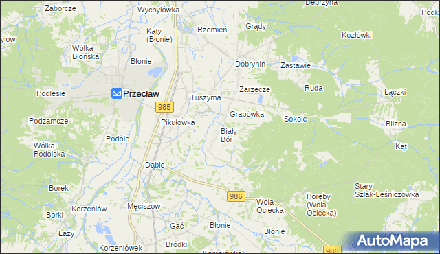 mapa Biały Bór gmina Przecław, Biały Bór gmina Przecław na mapie Targeo
