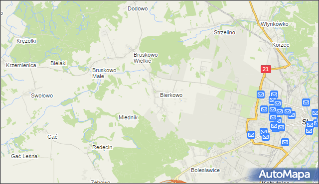 mapa Bierkowo, Bierkowo na mapie Targeo