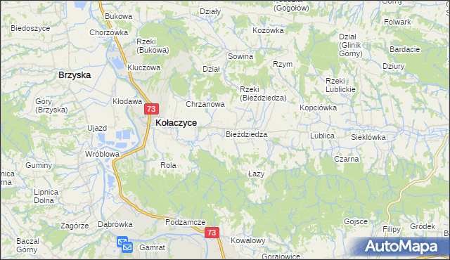 mapa Bieździedza, Bieździedza na mapie Targeo