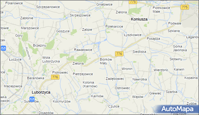 mapa Biórków Mały, Biórków Mały na mapie Targeo