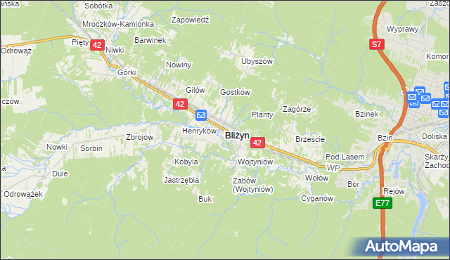 mapa Bliżyn, Bliżyn na mapie Targeo