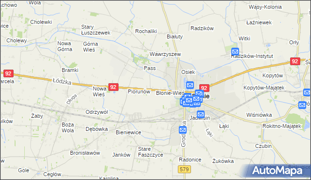 mapa Błonie-Wieś, Błonie-Wieś na mapie Targeo