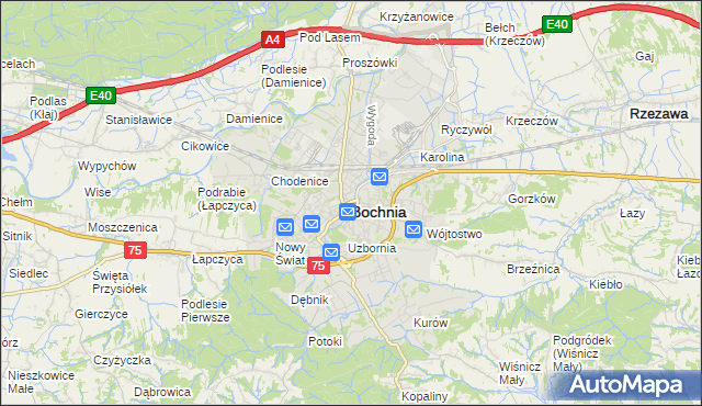 mapa Bochni, Bochnia na mapie Targeo
