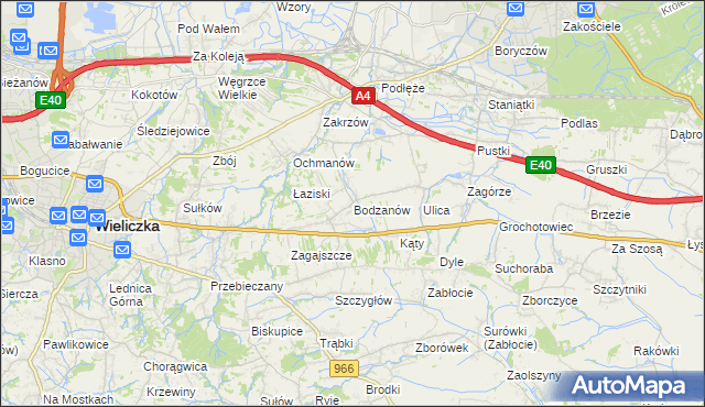 mapa Bodzanów gmina Biskupice, Bodzanów gmina Biskupice na mapie Targeo