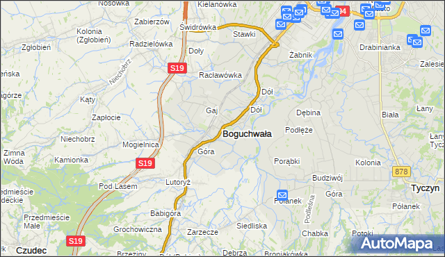 mapa Boguchwała powiat rzeszowski, Boguchwała powiat rzeszowski na mapie Targeo