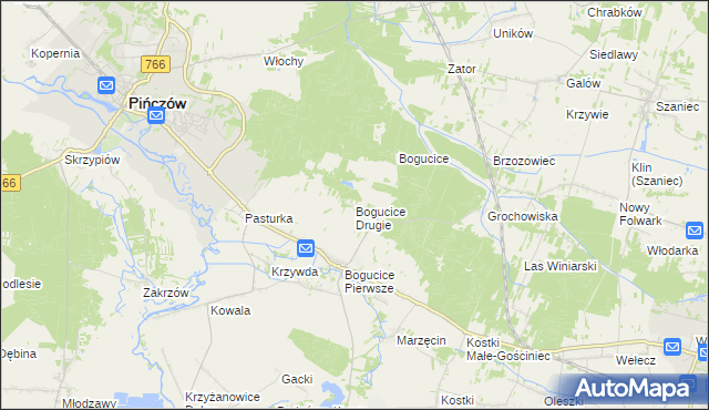 mapa Bogucice Drugie, Bogucice Drugie na mapie Targeo