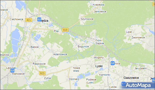 mapa Bogunice, Bogunice na mapie Targeo