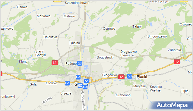 mapa Bogusławki gmina Gostyń, Bogusławki gmina Gostyń na mapie Targeo