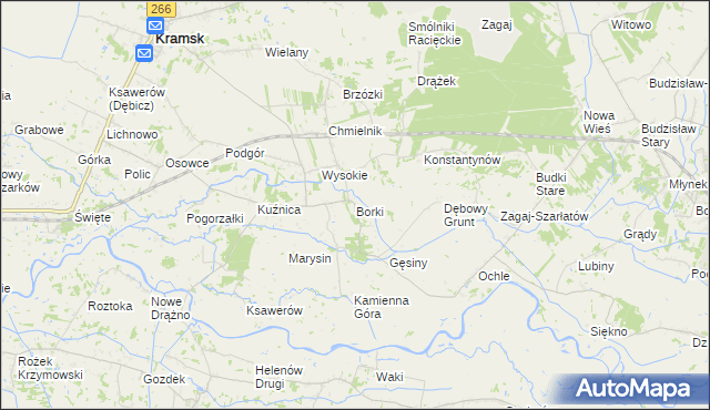 mapa Borki gmina Kramsk, Borki gmina Kramsk na mapie Targeo
