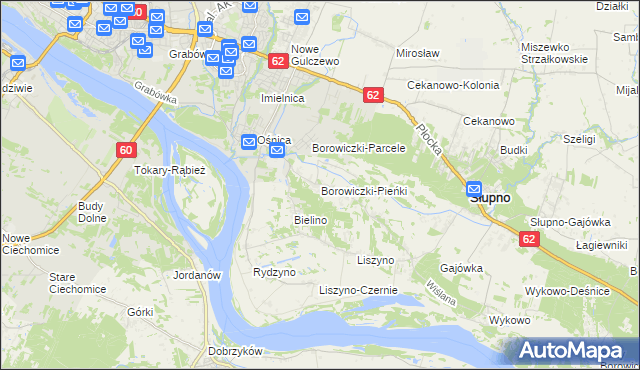 mapa Borowiczki-Pieńki, Borowiczki-Pieńki na mapie Targeo