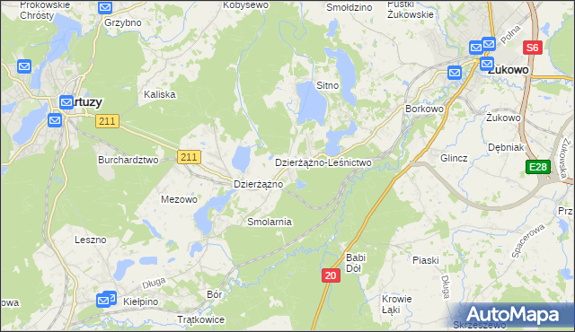 mapa Borowo gmina Kartuzy, Borowo gmina Kartuzy na mapie Targeo