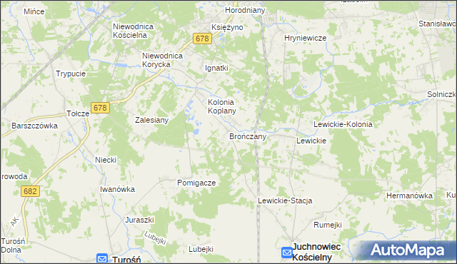 mapa Brończany, Brończany na mapie Targeo